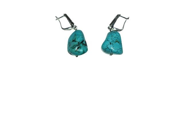 Irregular Shaped Natural  Turquoise Nugget Earrings