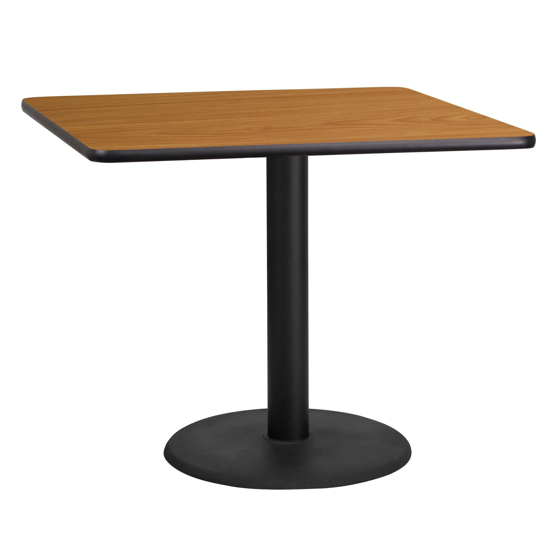 36" Square Natural Laminate Table Top with 24" Round Table Height Base