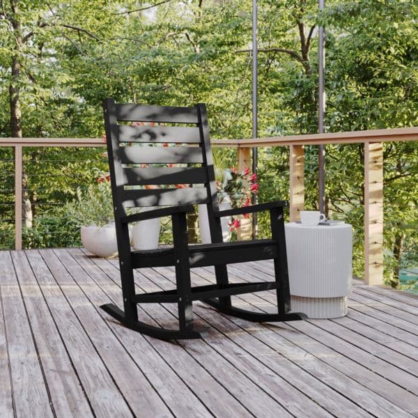 Classic Commercial Grade Outdoor All-Weather HDPE Rocking Chair in Black