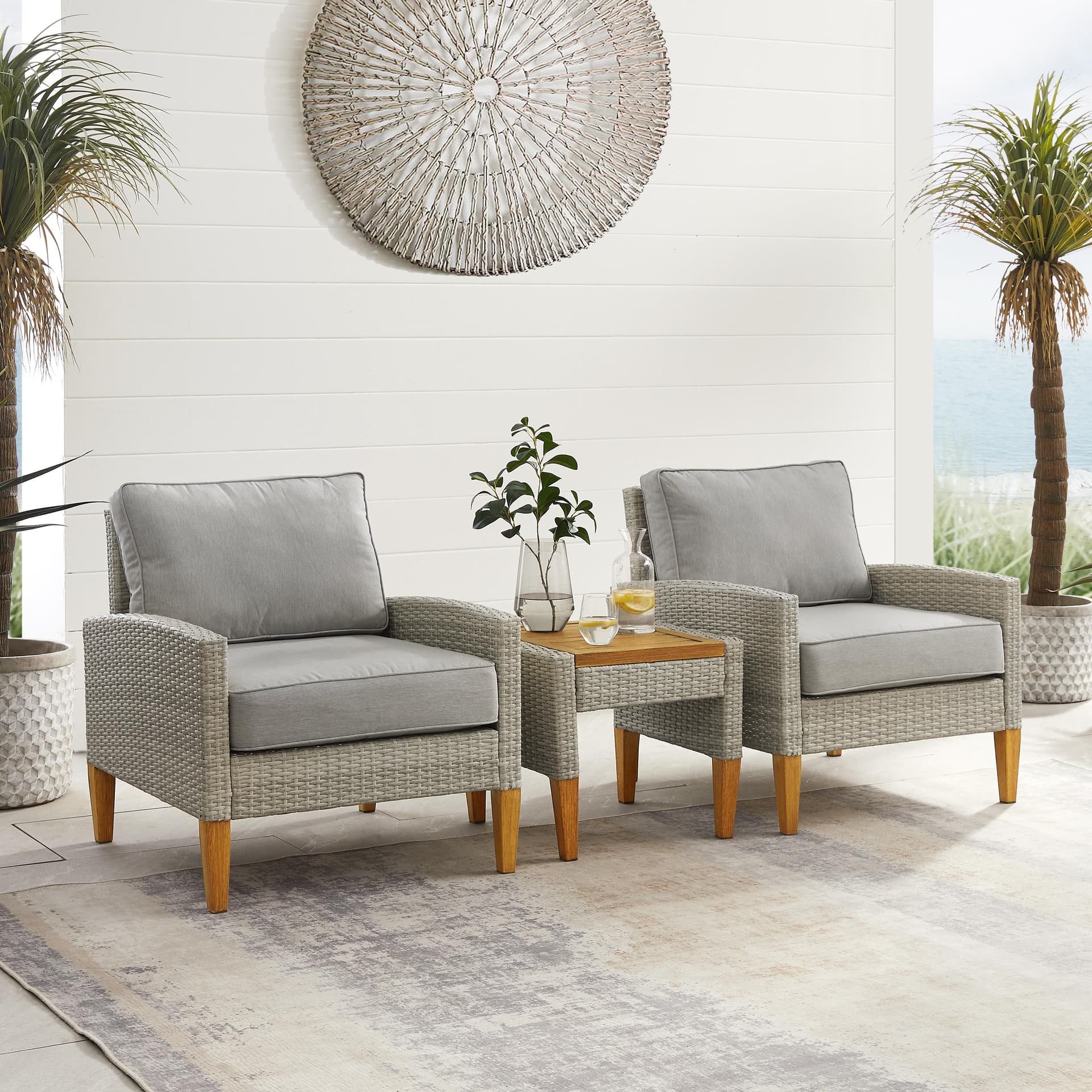 Capella 3Pc Wicker Outdoor Chair Set
