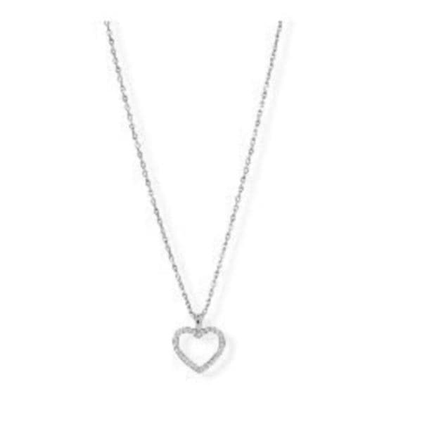 Sterling Silver & Cubic Zirconia Open Heart Necklace