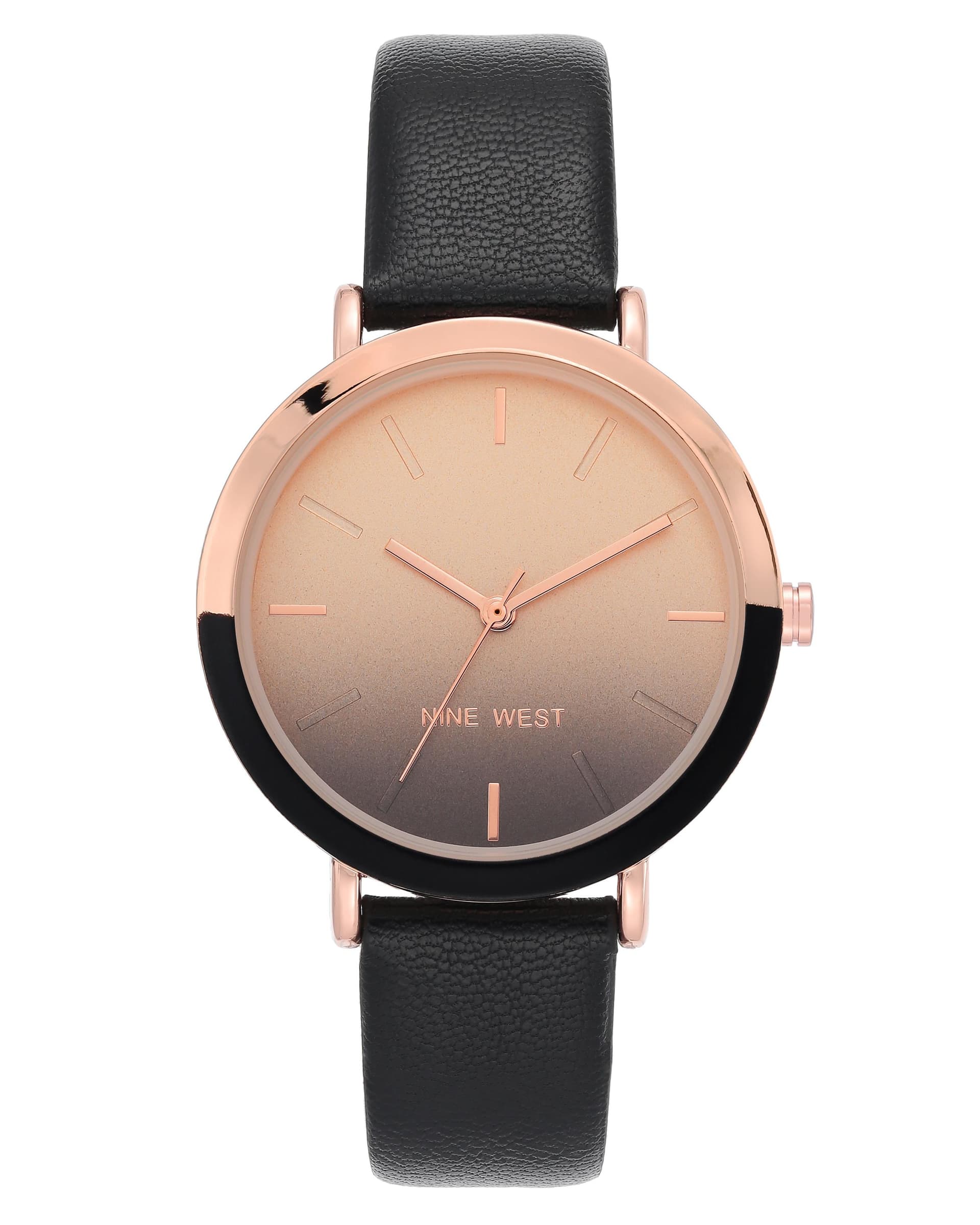 Women's Rose Gold and Black Ombre Dial Strap Watch