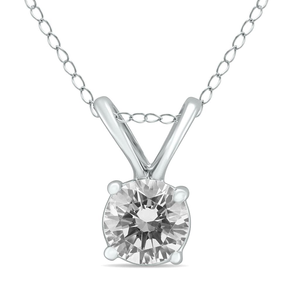 3/8 Carat Round Diamond Solitaire Pendan Size 18"