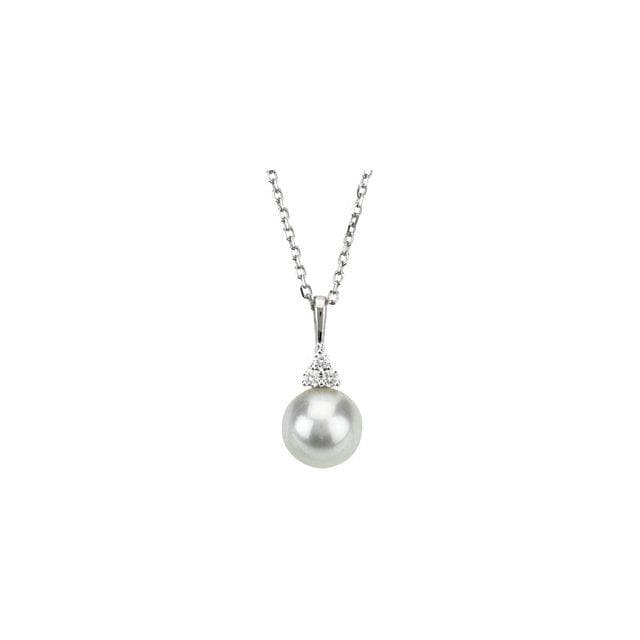 14K White Gold Freshwater Cultured Pearl & .06 CTW Diamond 18" Necklace