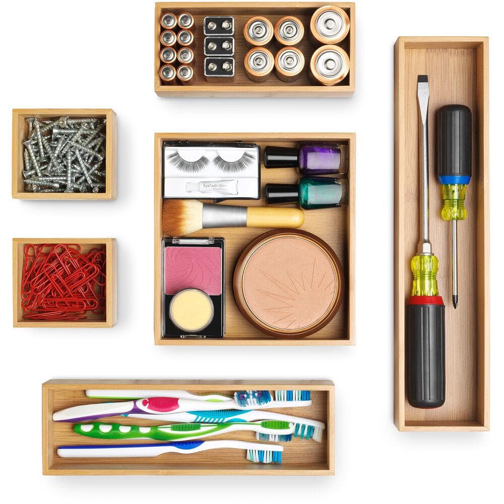 Set of 6 Bamboo Drawer Organizers