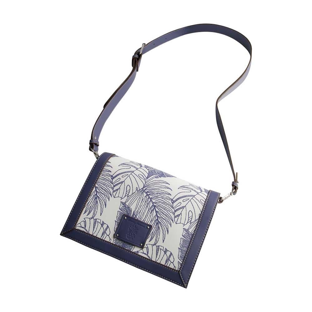 Graphic Leaf Print City Messenger Bag