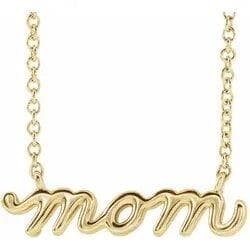 14K Yellow Petite "Mom" Necklace