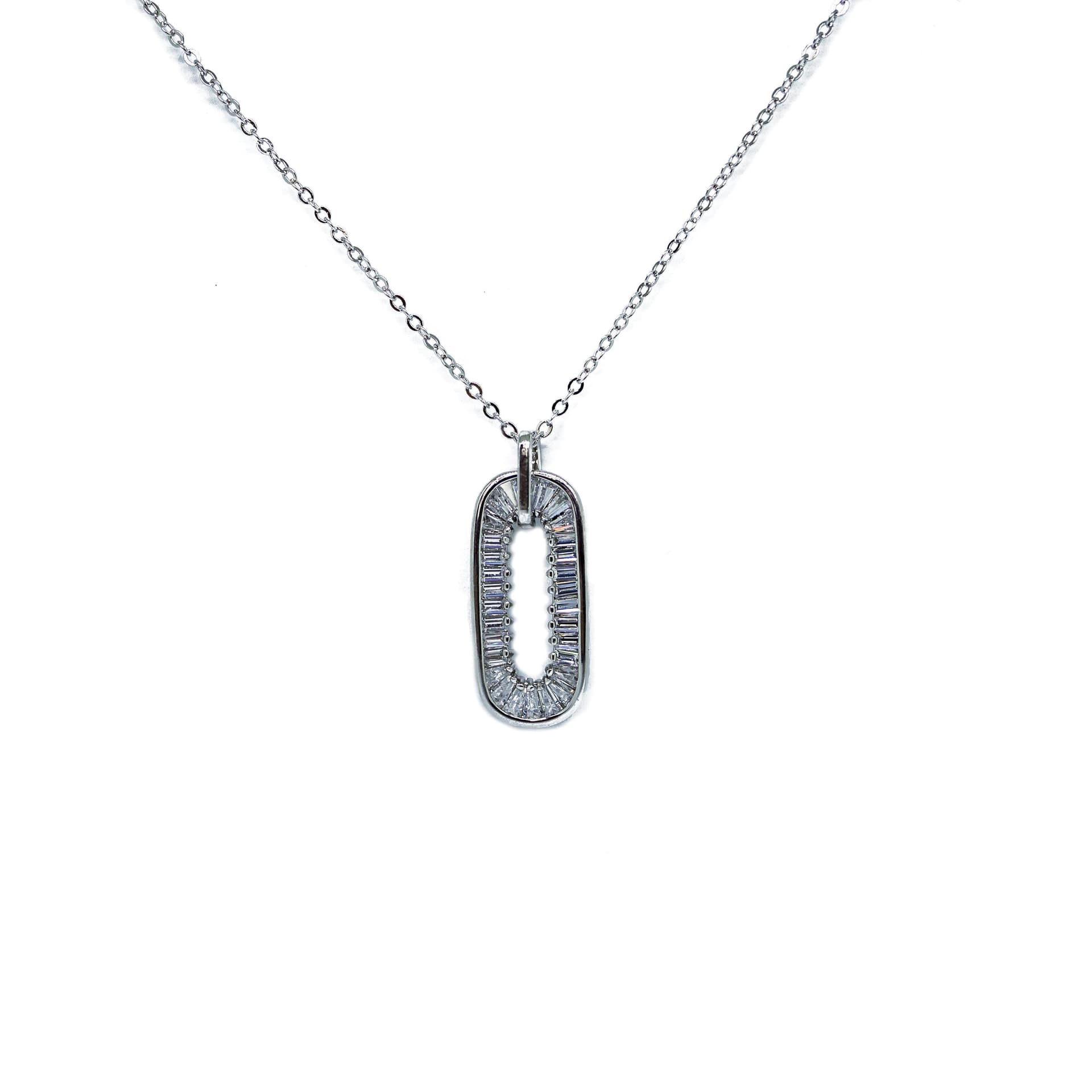 Emerald Cut Disc Pendant in Silver
