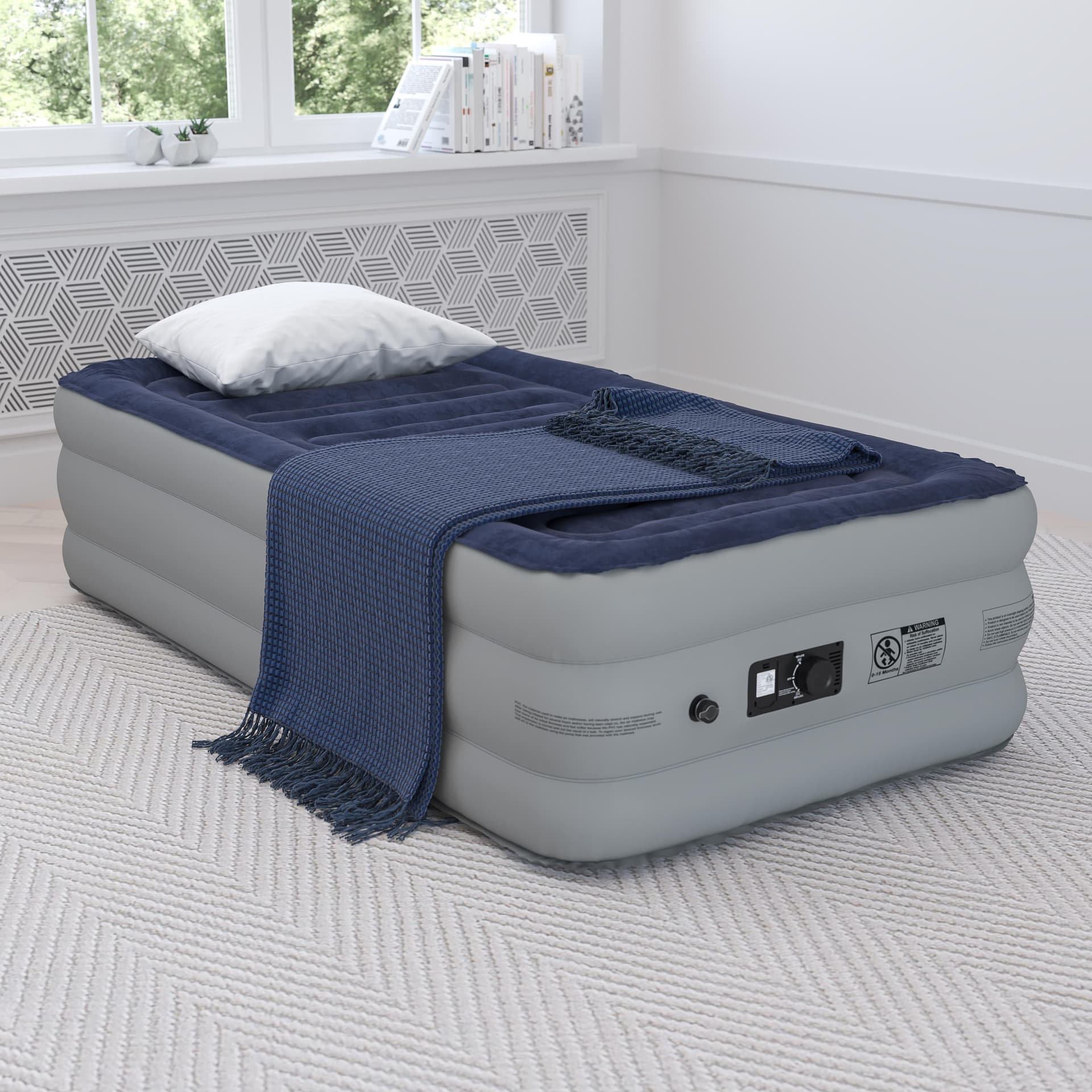 18" Twin Air Mattress - ETL Certified Internal Electric Pump and Carrying Case