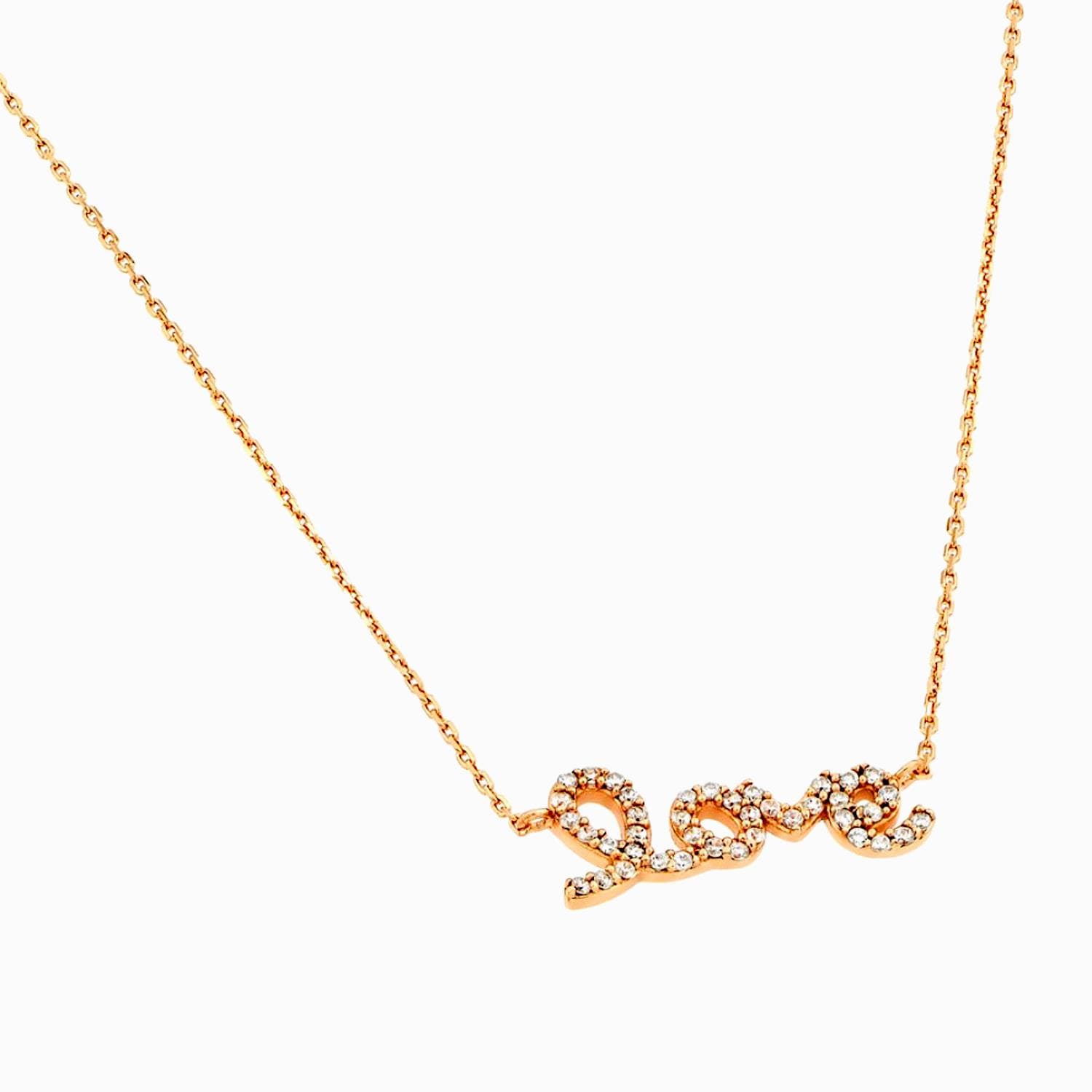 PARIKHS Rose Gold Plated Clear CZ Pendant Necklace in 925 Sterling Silver