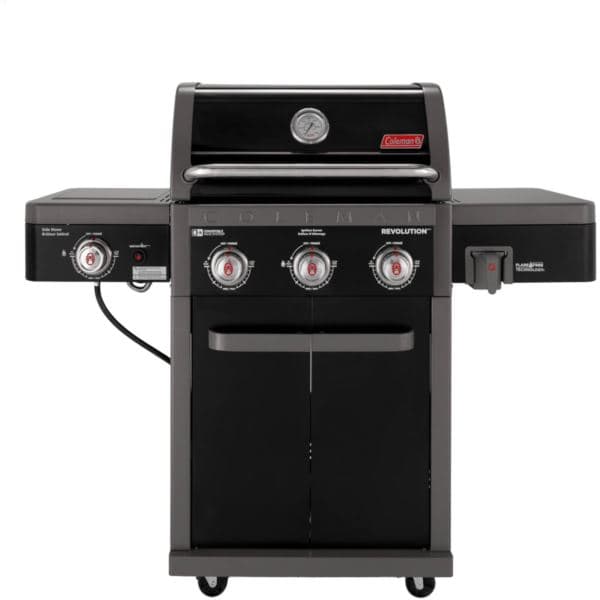 Revolution 3-Burner Gas BBQ Grill with Side Burner, 650-Sq. In. Total Cooking Surface, and Flare-Fre