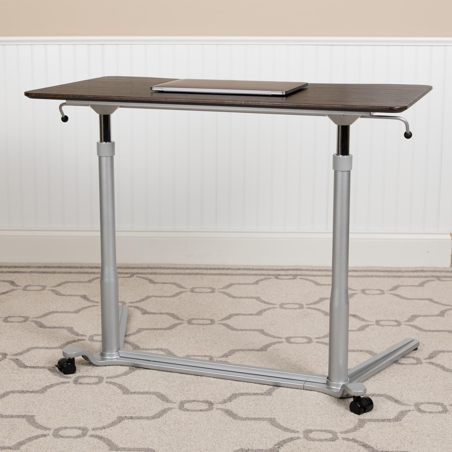 Wood Grain Sit-Down, Stand-Up Ergonomic Computer Desk - Standing Desk