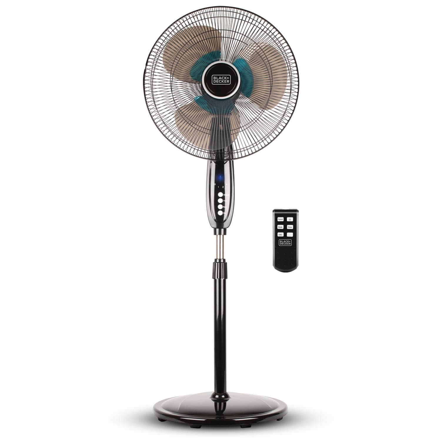 BLACK+DECKER 16 in. Dual Blade Stand Fan - Remote, Round Base