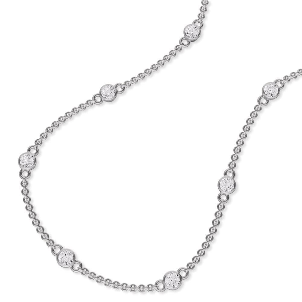 Bezel Lab Diamond Station Necklace Size 18"