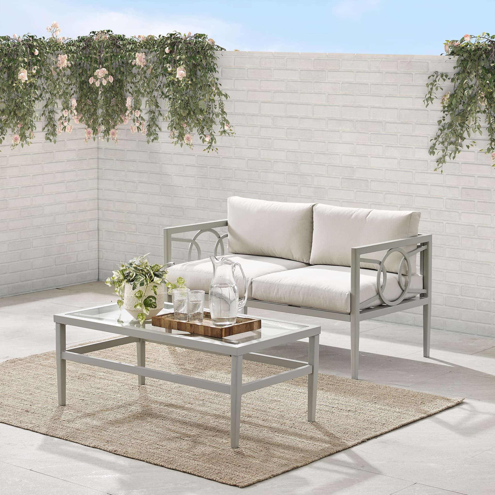 Ashford 2Pc Outdoor Loveseat Patio Furniture Set