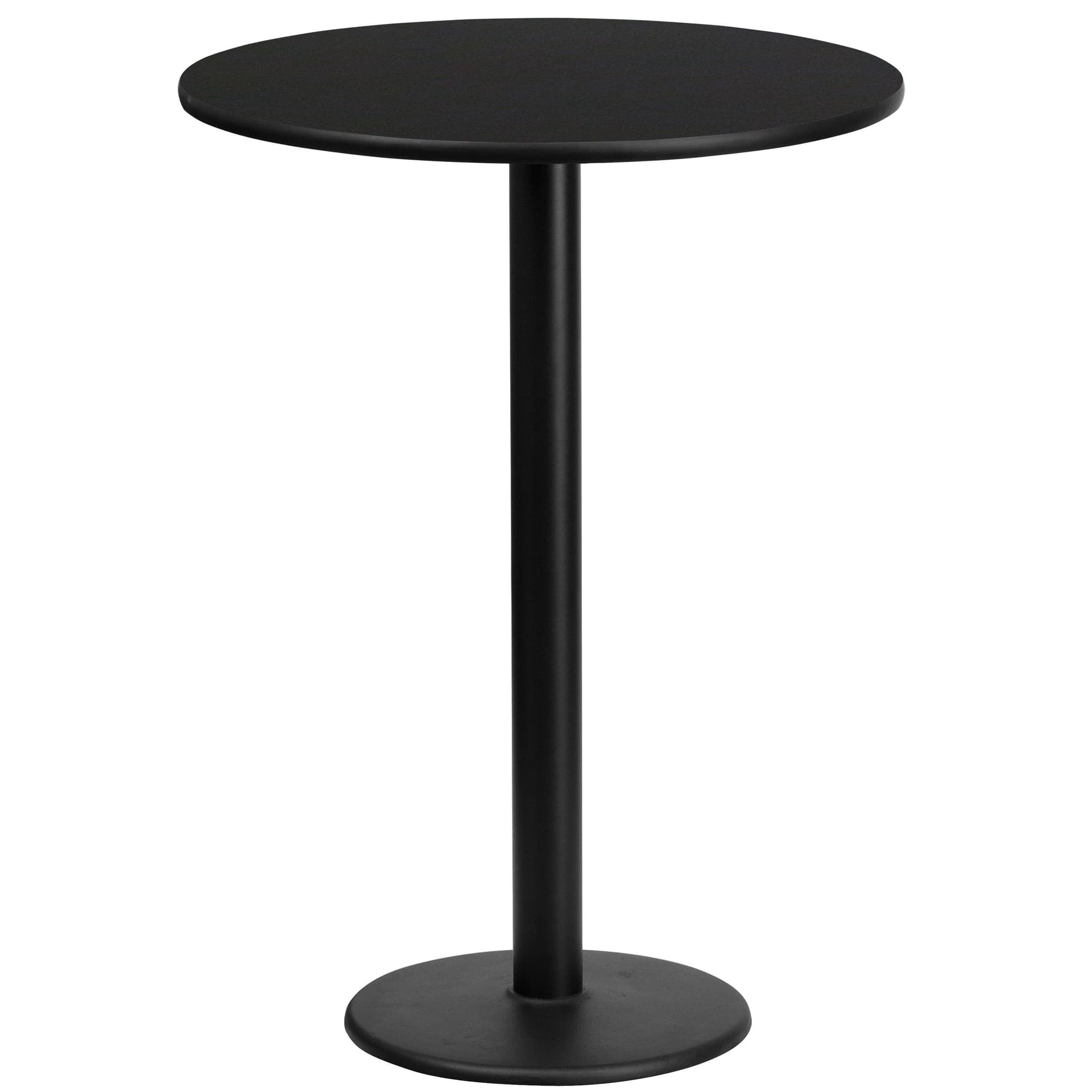 24" Round Black Laminate Table Top with 18" Round Bar Height Table Base