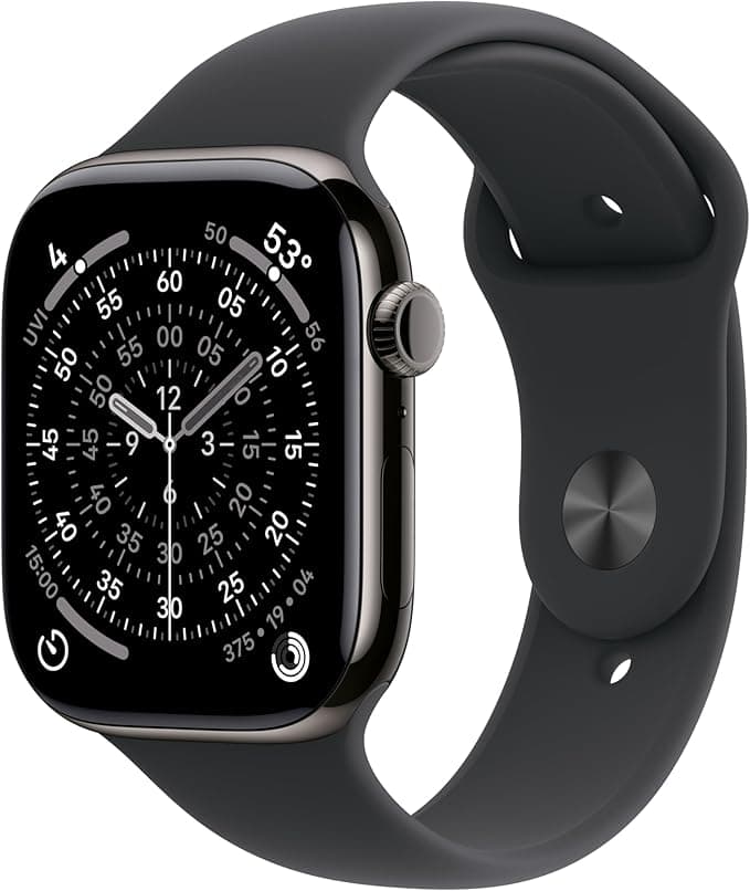 Apple Watch Series 11 GPS + Cellular 46mm Slate Titanium Case with Black Sport Band - S/M