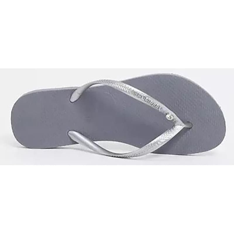 Womens Slim Crystal Flip Flops-Fog-11/12