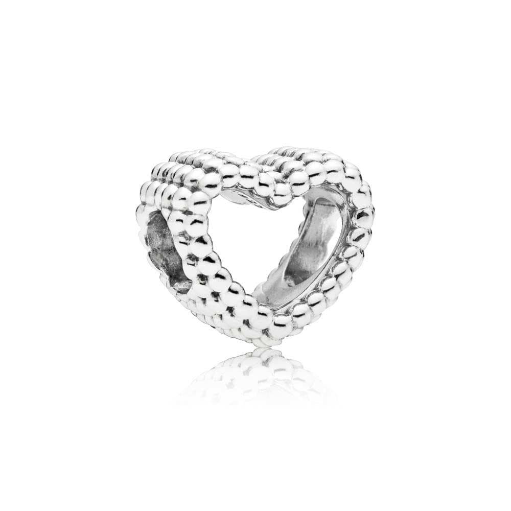 Beaded Heart Silver Charm