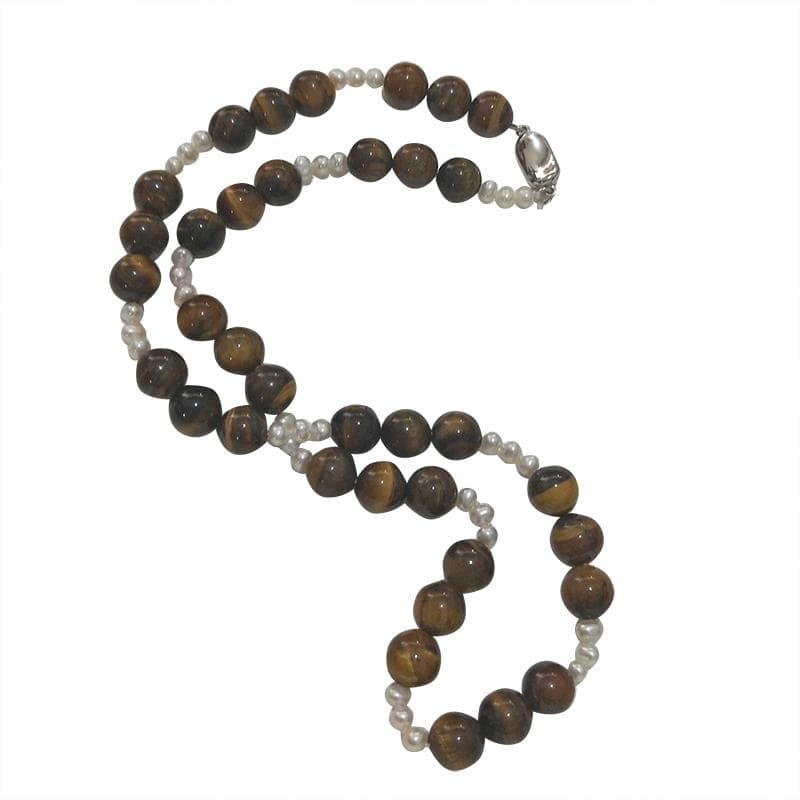 Latonia Cabella created Pearl and Yellow Tiger Eye Necklace
