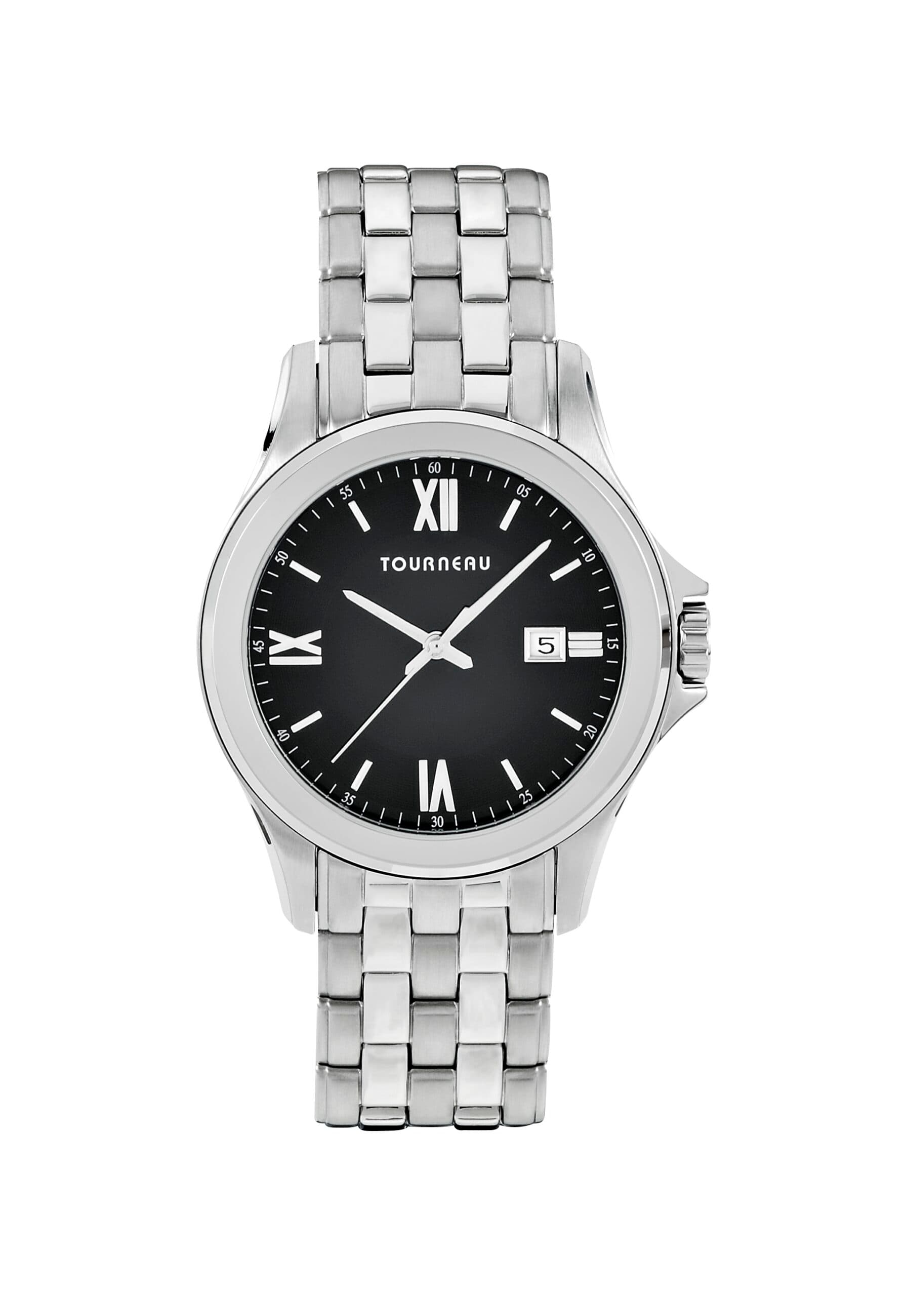 Men's Roman Black Dial Stainless Steel watch