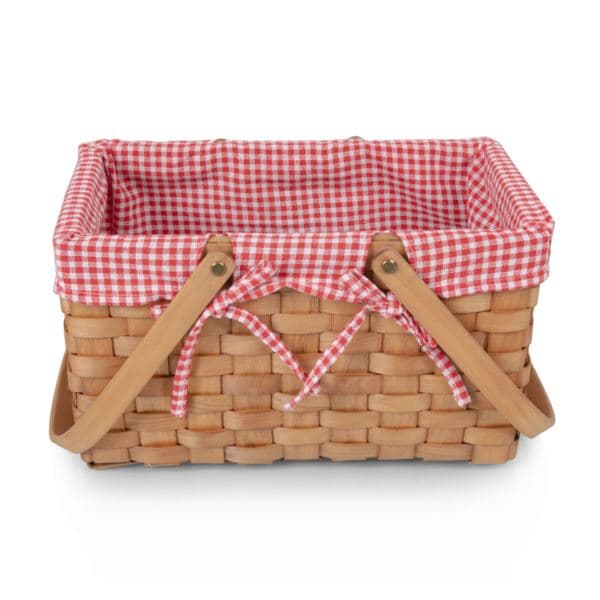 Farmhouse Basket - Red and White Gingham Basket Empty, (Red & White Gingham)