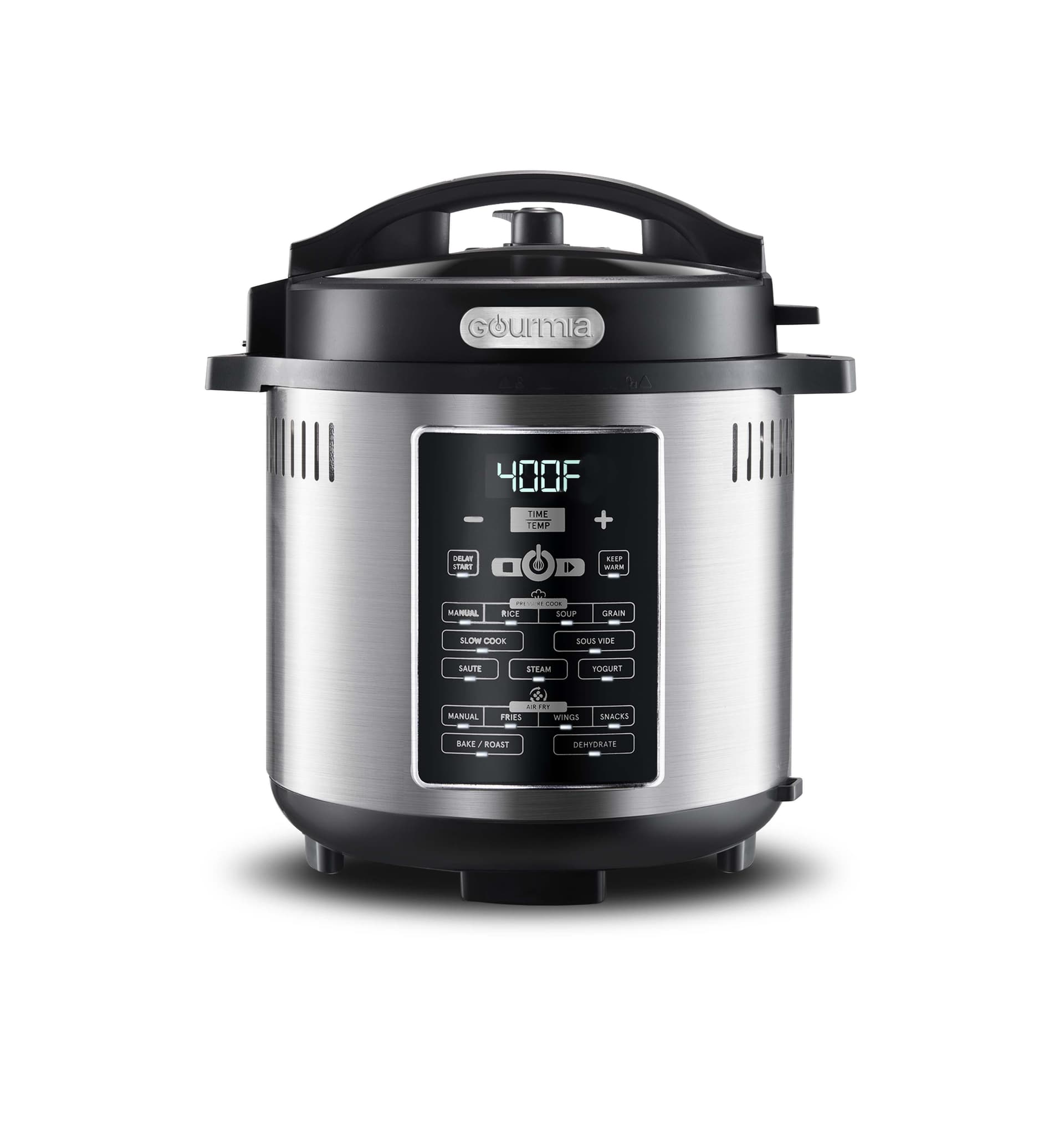 Gourmia One-Lid Pressure Cooker + Air Fryer 6qt