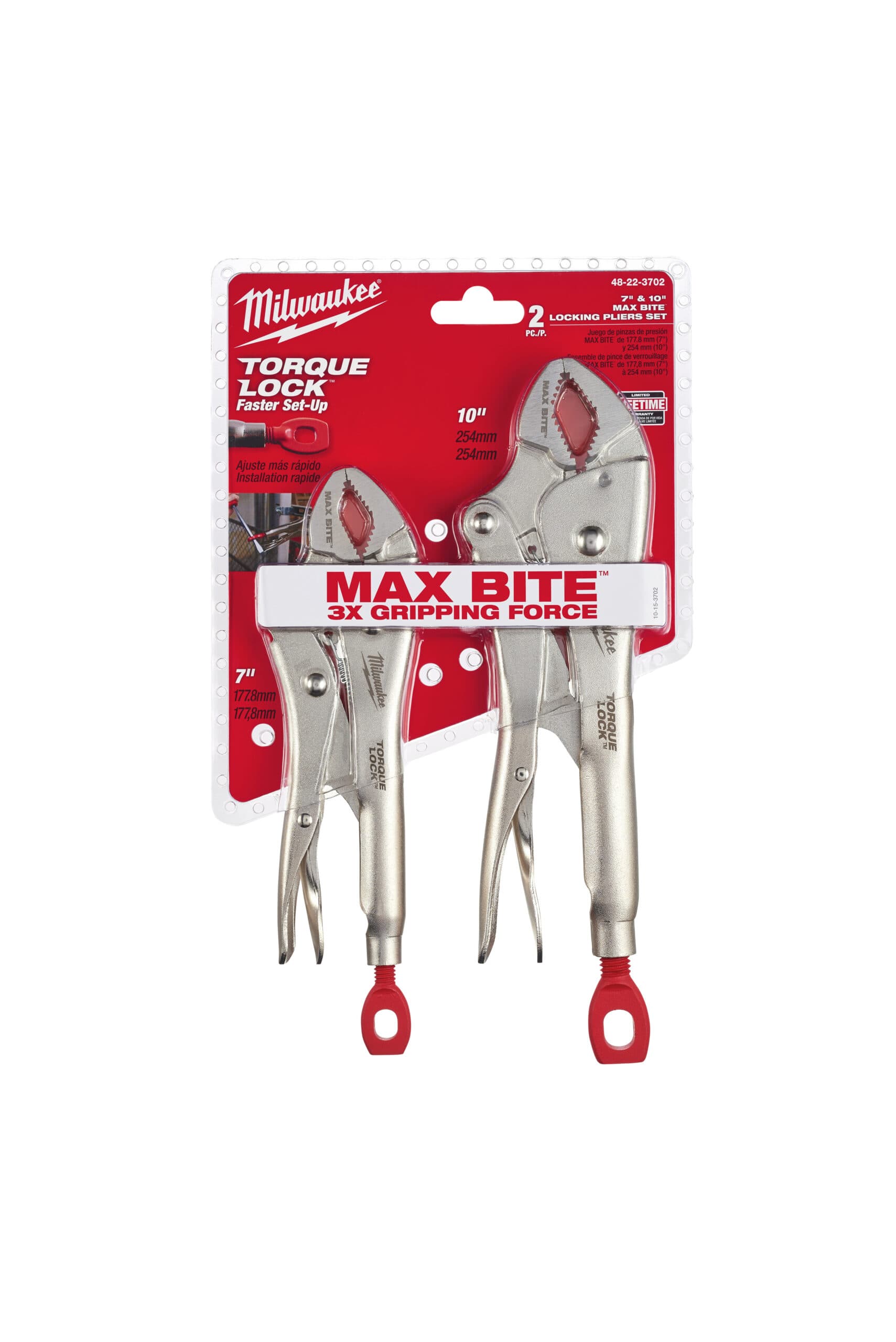 2pc Curved Jaw Locking Pliers 7" & 10"