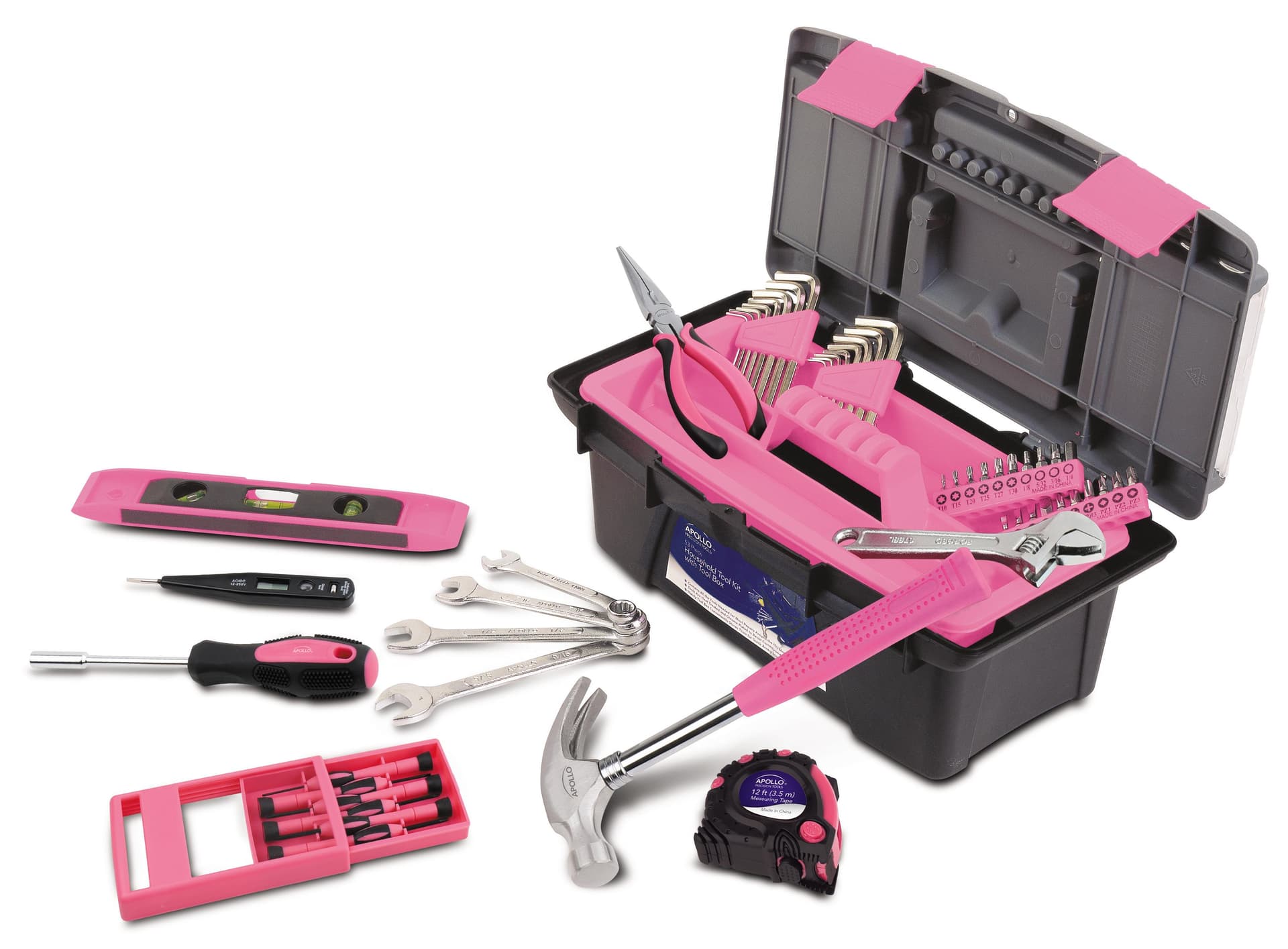 53 Piece Household Tool Kit with Tool Box - Pink