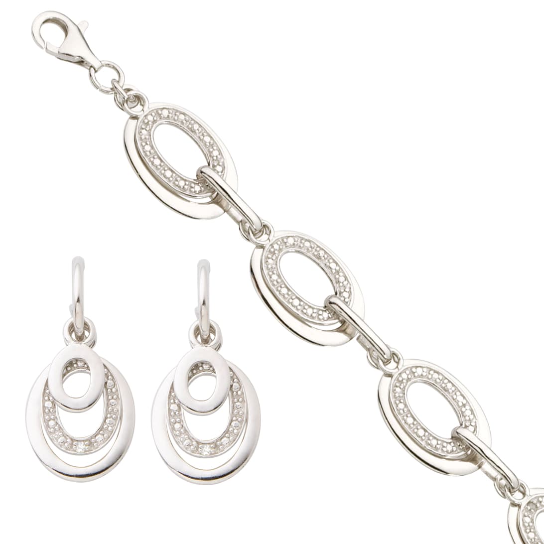 Diamond Bracelet and Earring Set