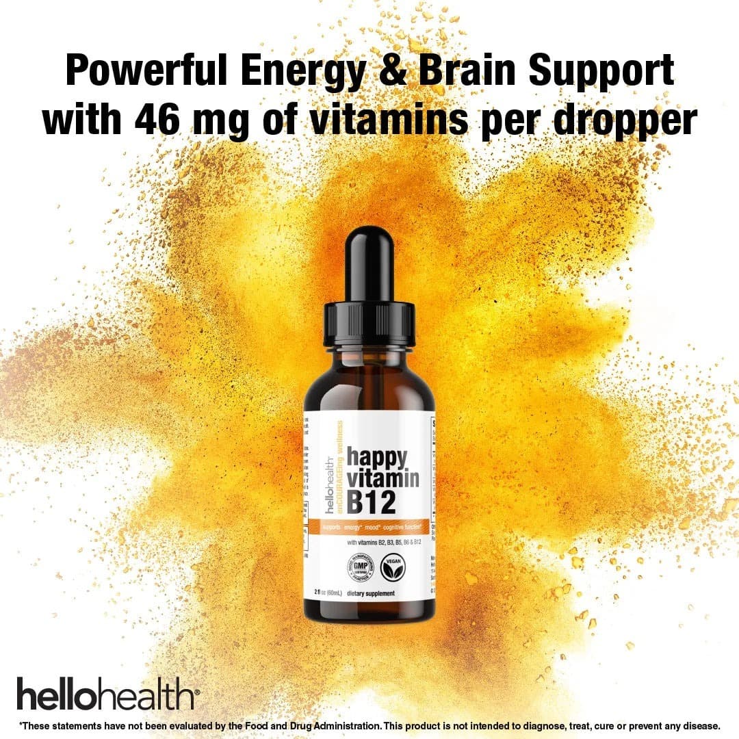 Happy Energy Vitamin B12 Plus – B12 Complex with B2, B3, B5 & B6 for Energy, Focus & Mood Support