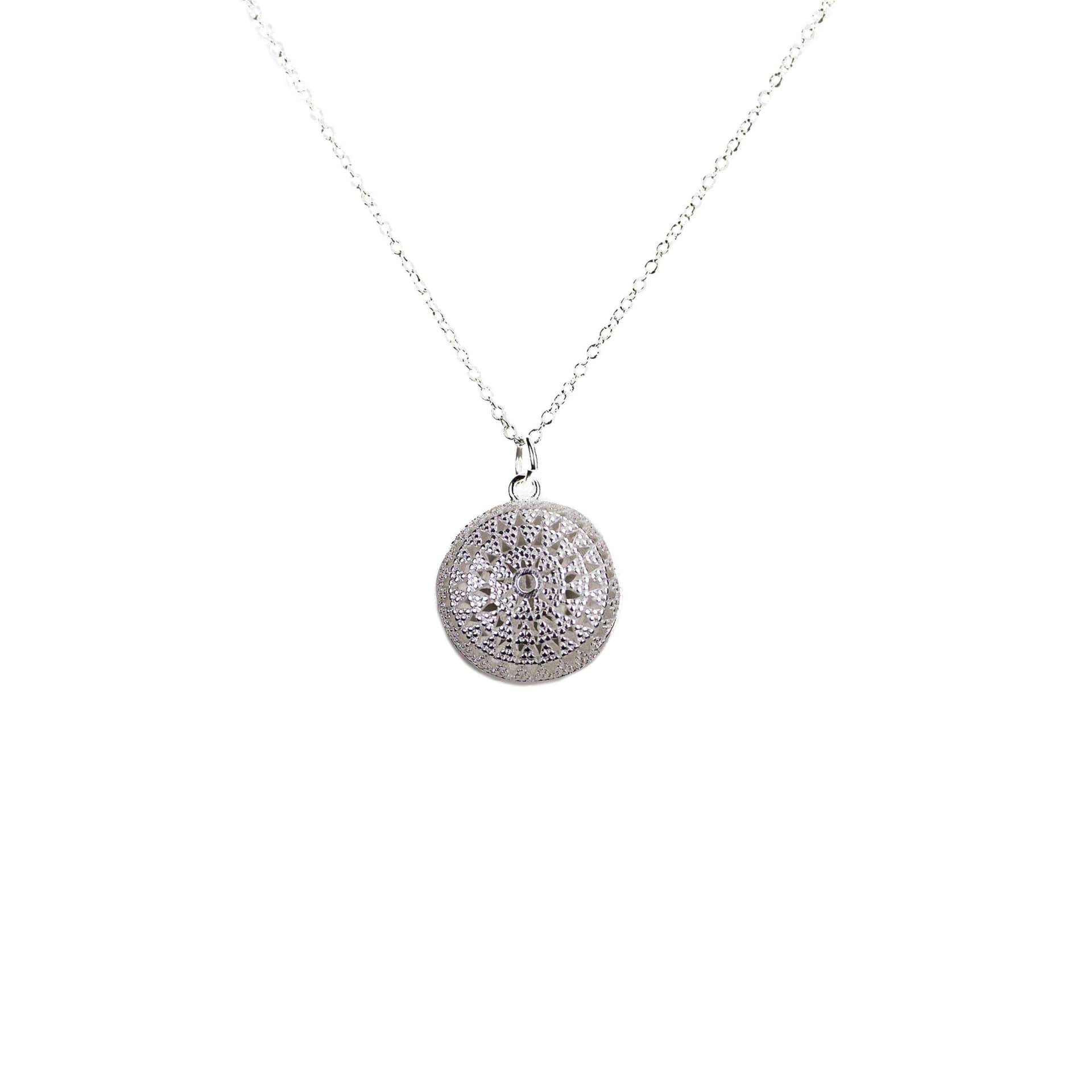 Art Deco Disc Pendant in Silver