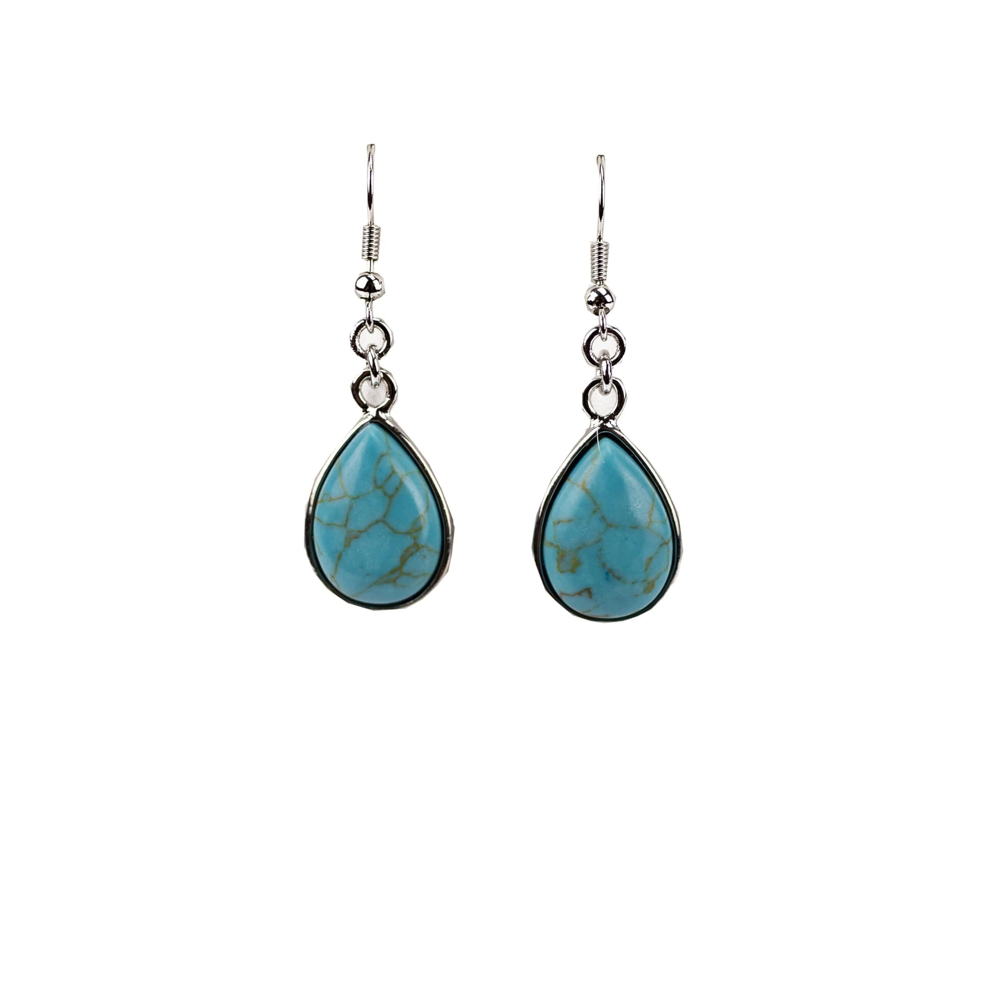 Turquoise and Silver Teardrop Earrings