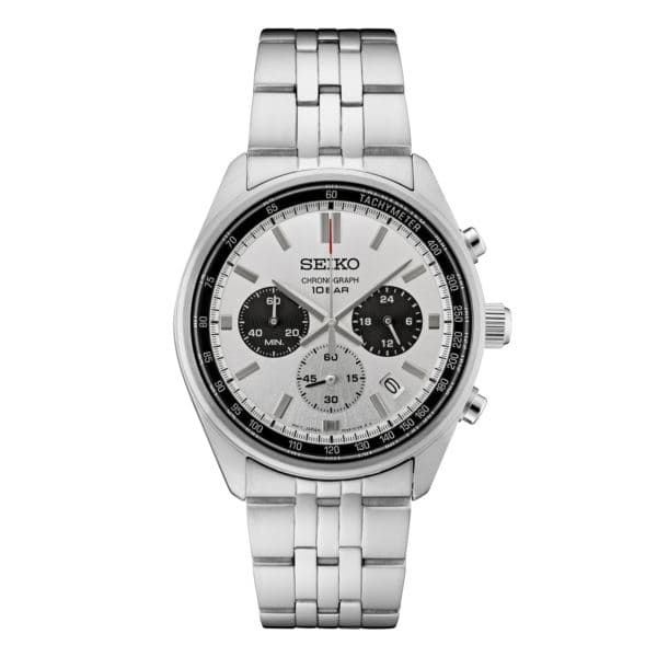 Men's Essentials Chronograph Silver-Tone SS Watch Silver & Black Dial