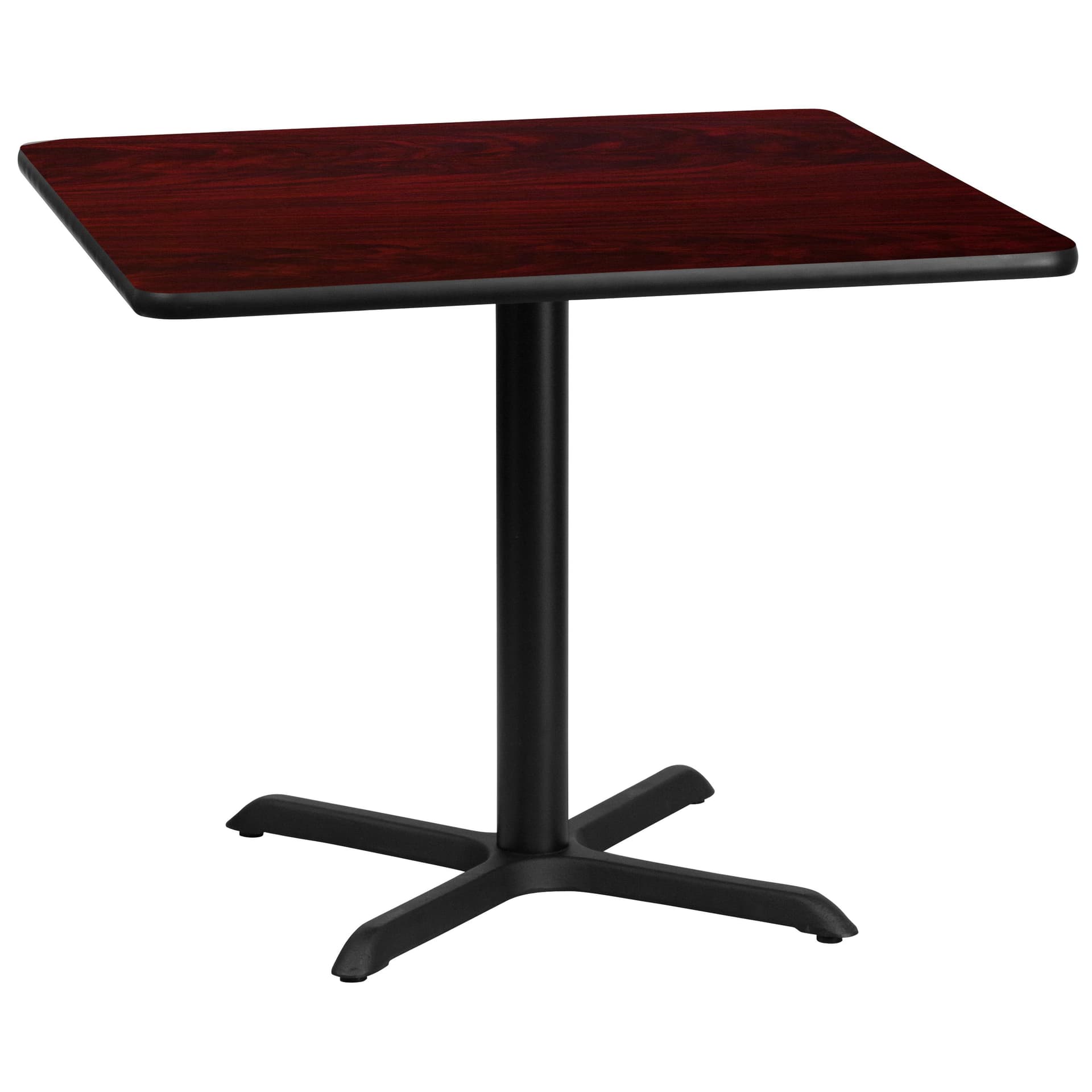36" Square Mahogany Laminate Table Top with 30" x 30" Table Height Base