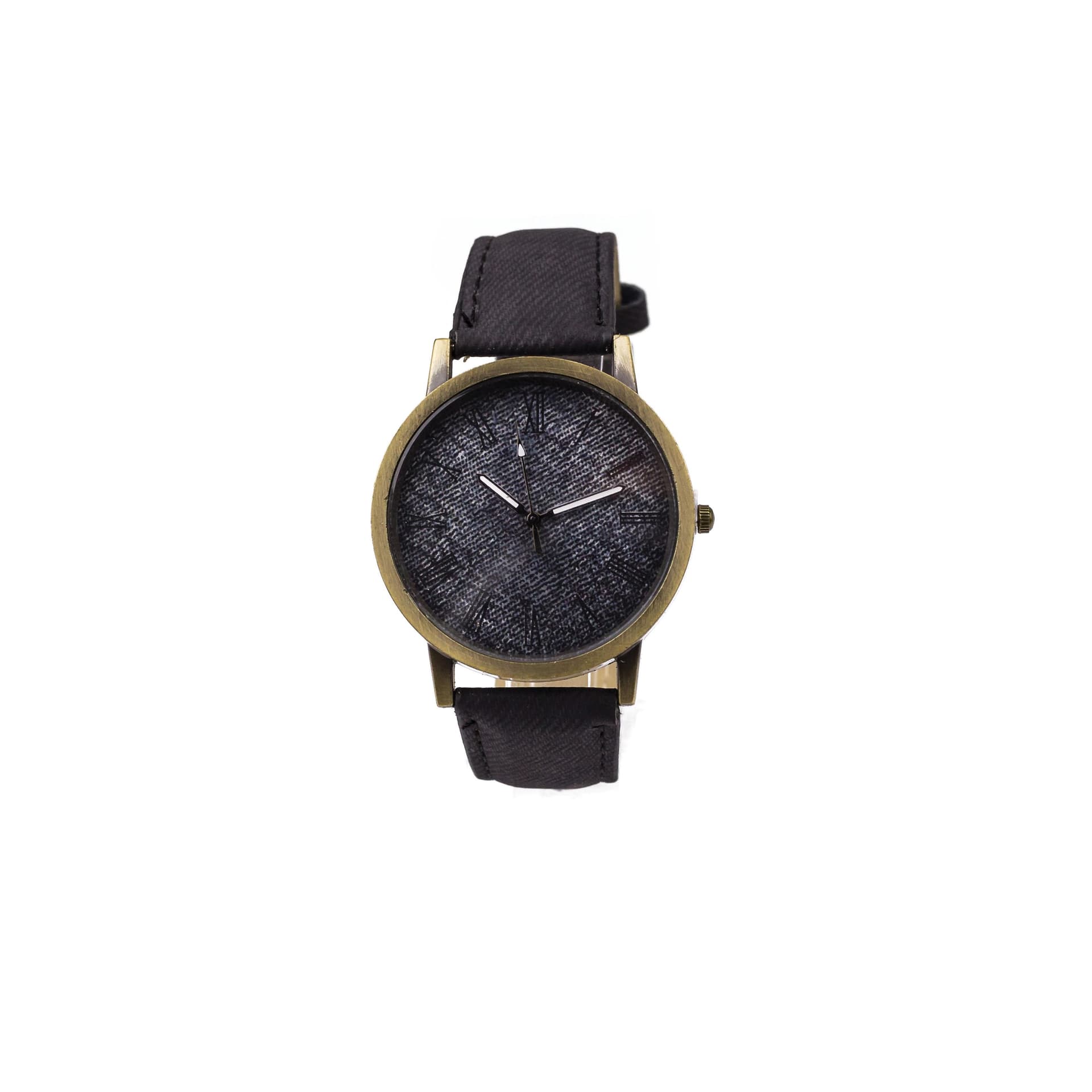Denim Roman Numeral Watch in Black