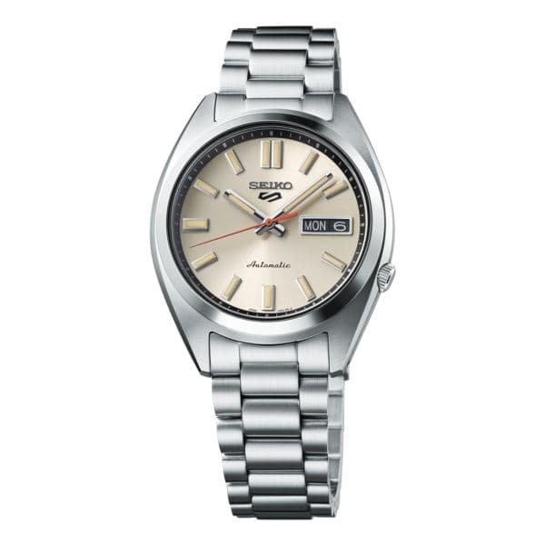 Men's Seiko 5 Sport Automatic Silver-Tone Stainless Steel Watch Ivory Dial