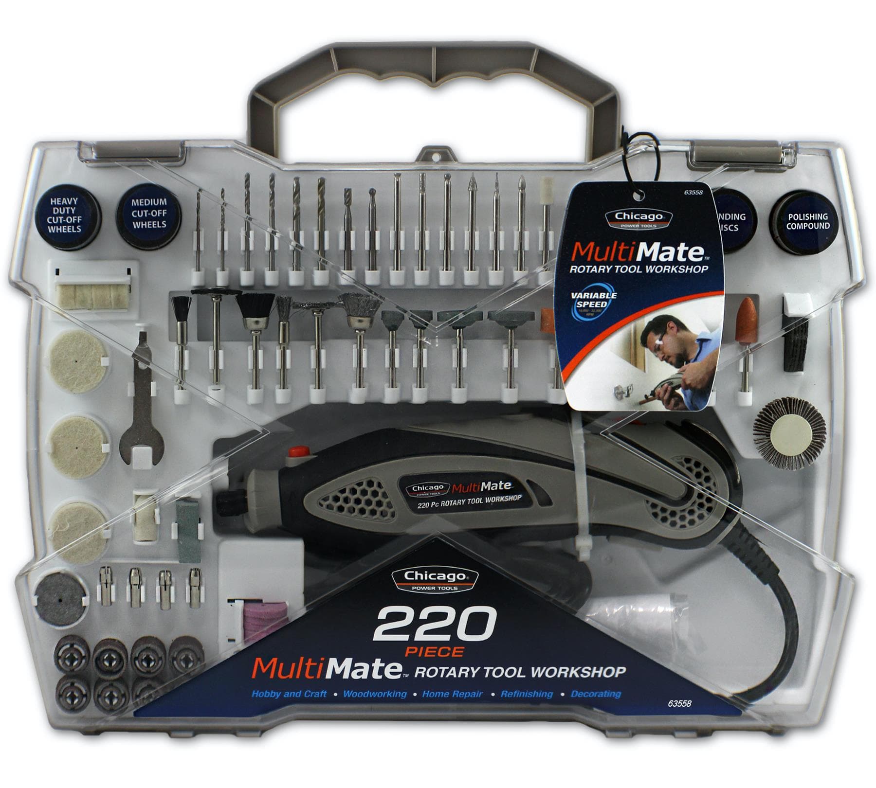 Chicago Power Tool MultiMate 220-Piece Rotary Tool Set