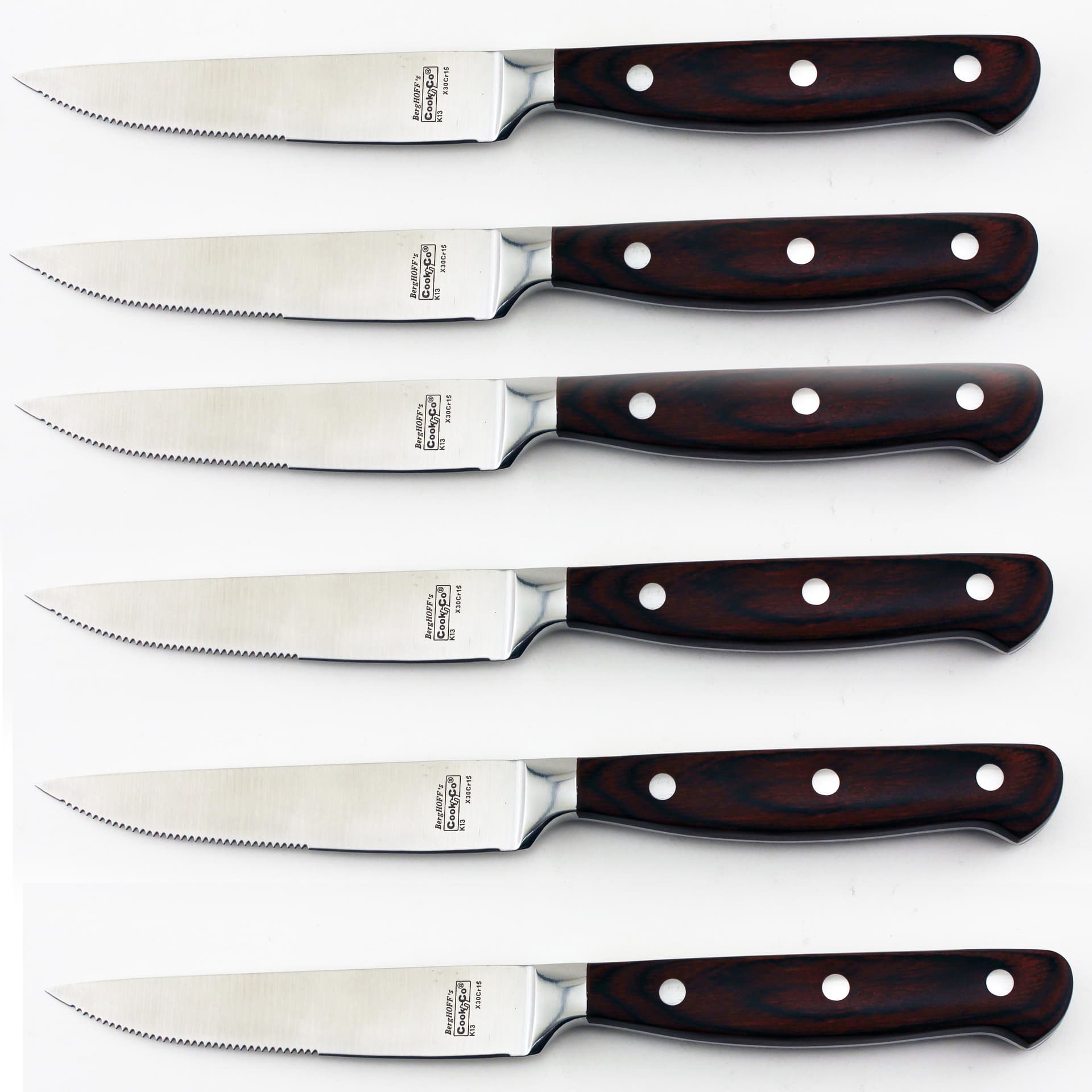 Pakka Wood SS Steak Knives, Set of 6, 12"