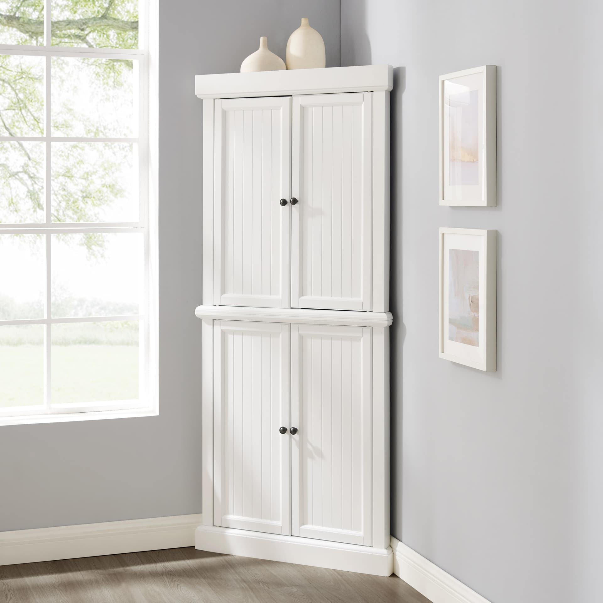 Shoreline Tall Corner Kitchen Storage Pantry