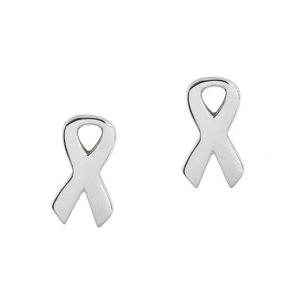 Joyful Sentiments Silver Cancer Awareness Ribbon Earrings