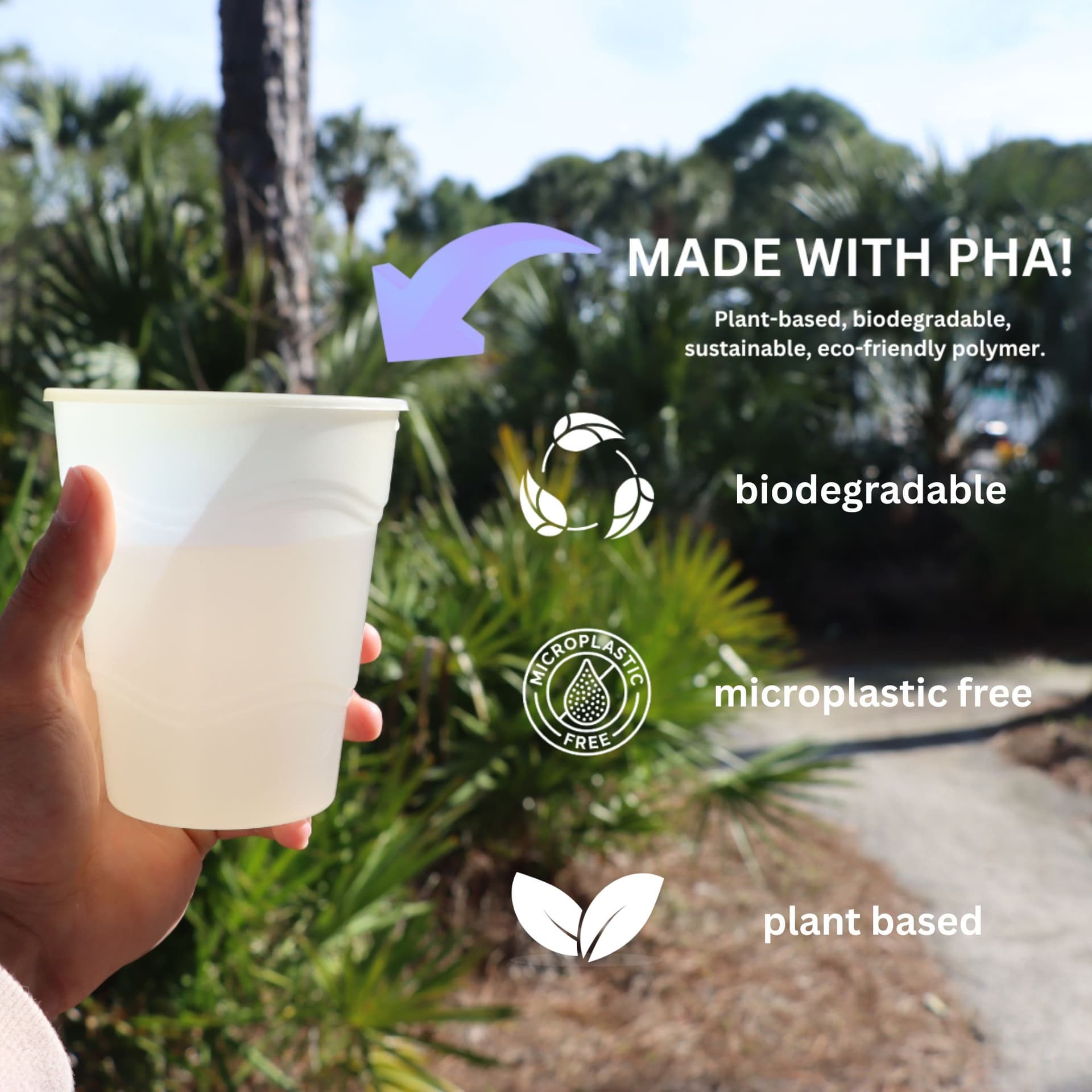 New Wave Cups™ 16 oz Biodegradable PHA Plant-Based Cups | 30 Count Sleeve |