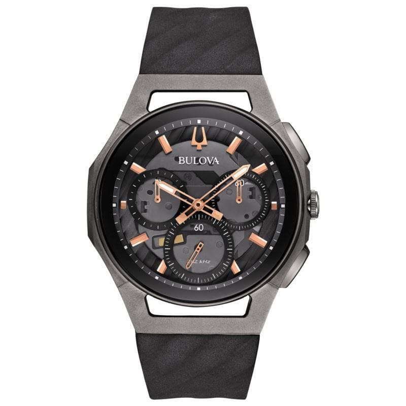 Men's Curv Collection Watch Black Rubber Strap