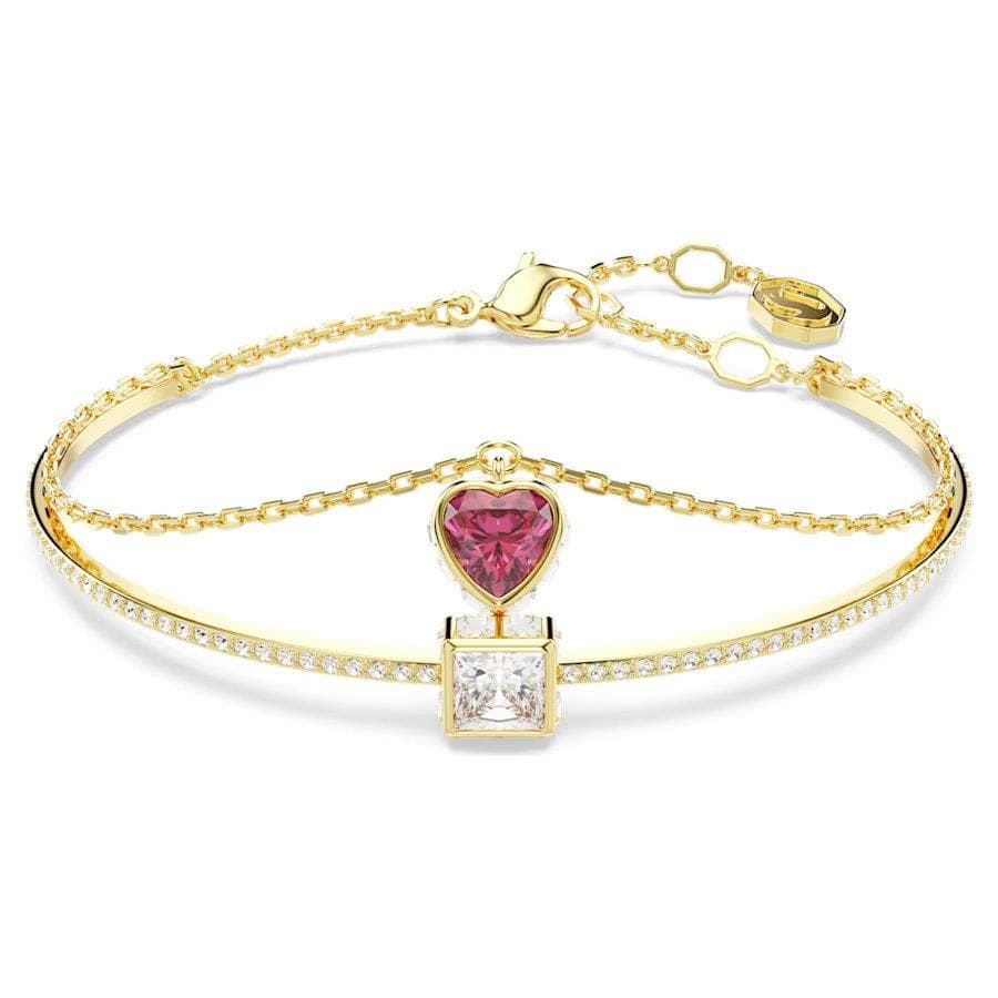 Swarovski Chroma Bangle Heart, Red, Gold-Tone Plated