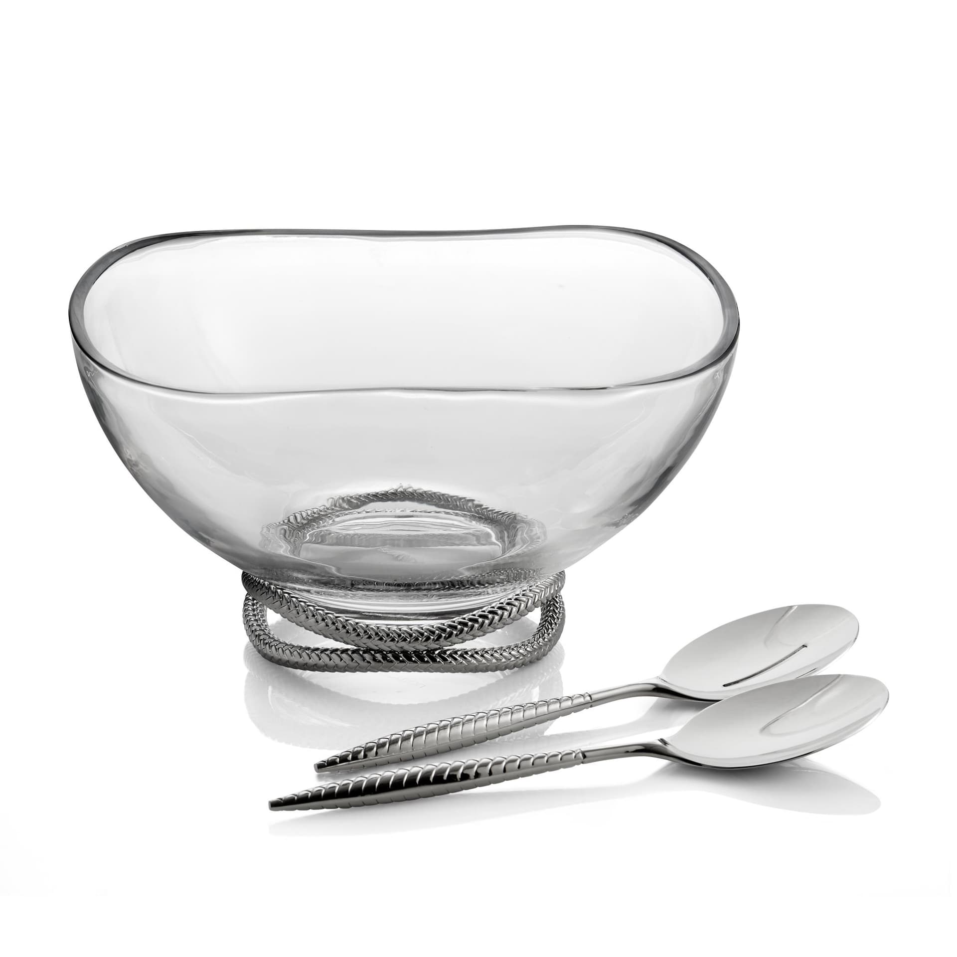 Braid Glass Salad Bowl w/ Srv