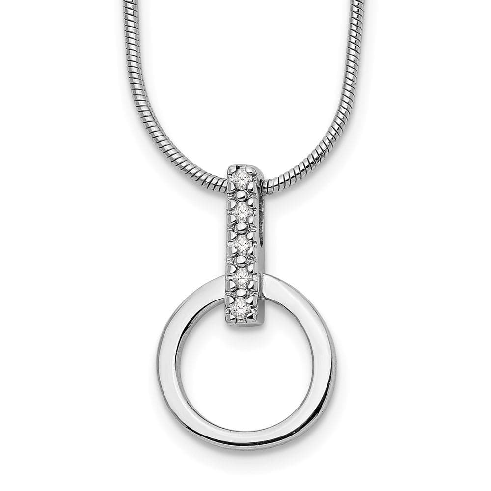 Sterling Silver Rhodium Plated White Ice .05ct. Diamond Circle Necklace