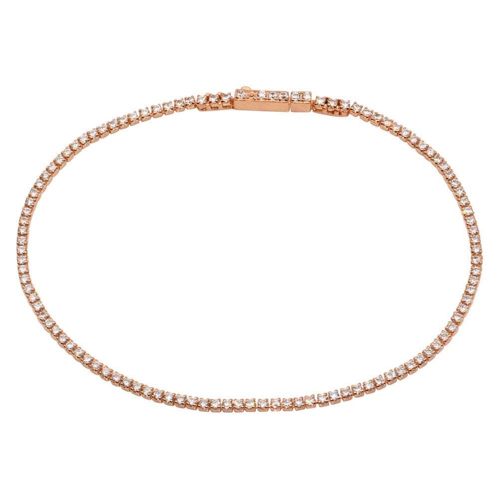 PARIKHS Rose Gold Plated Tennis Bracelet with CZ Stones in 925 Sterling Silver