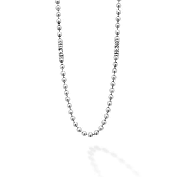 Men's Silver Station Caviar Beaded Neckl