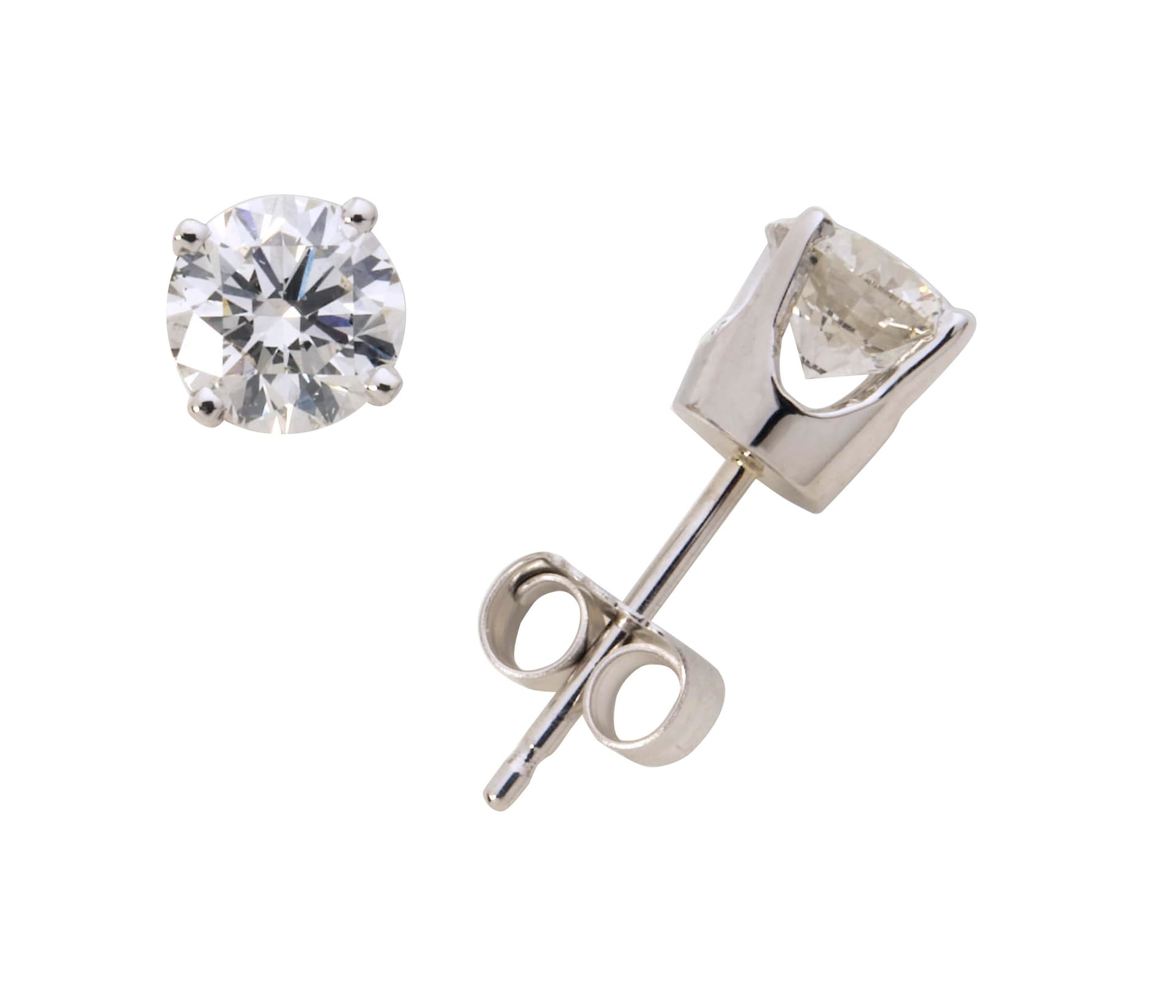 14k White Gold Diamond Solitaire Earrings .15twt