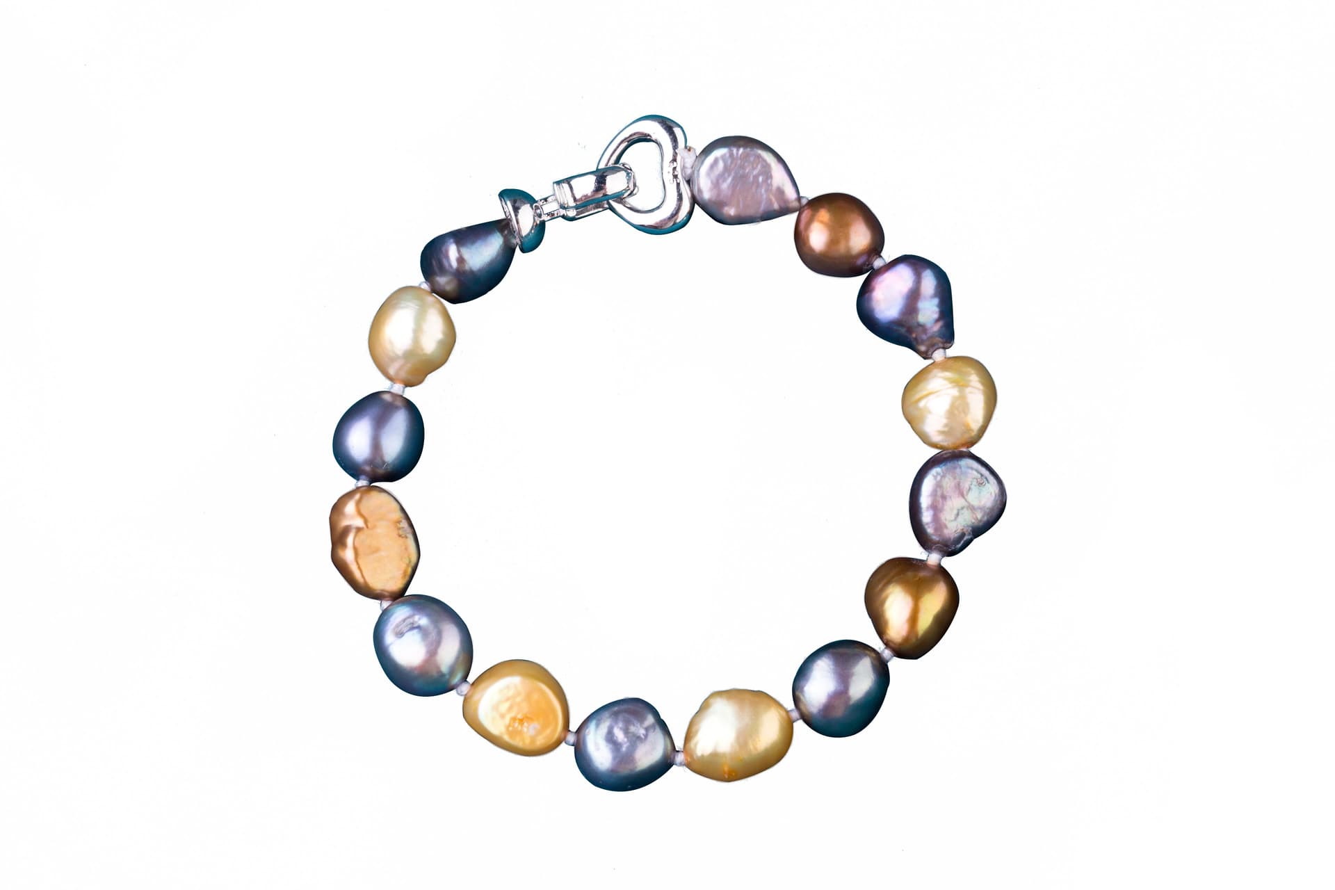 7-1/2" Multicolor Baroque Nugget Pearl Bracelet